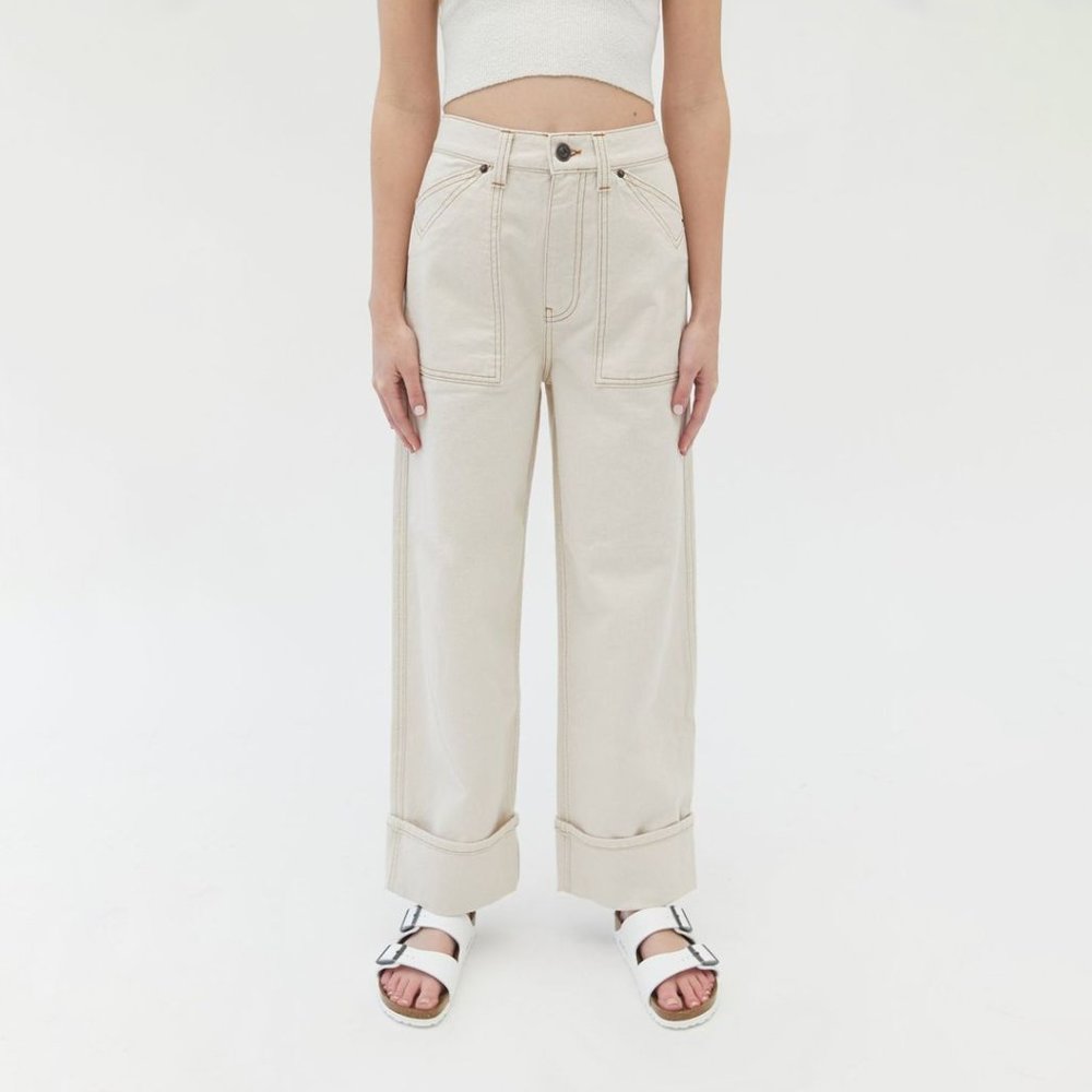 BDG Urban Outfitters Carter Deep Cuff Carpenter Ivory Jeans 25